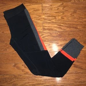GAP Black and Gray Leggings with Orange Stripe